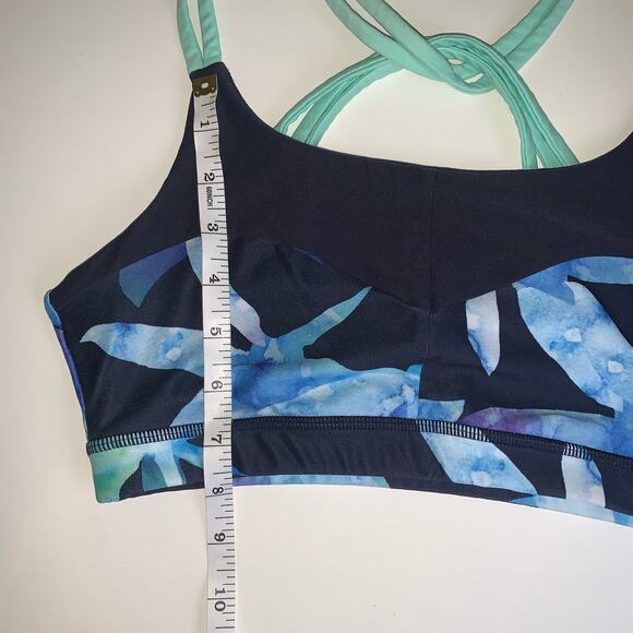 MPG Sport Navy Multicolor Sports Bra Turquoise Criss-Cross Straps Size Small - Picture 10 of 10